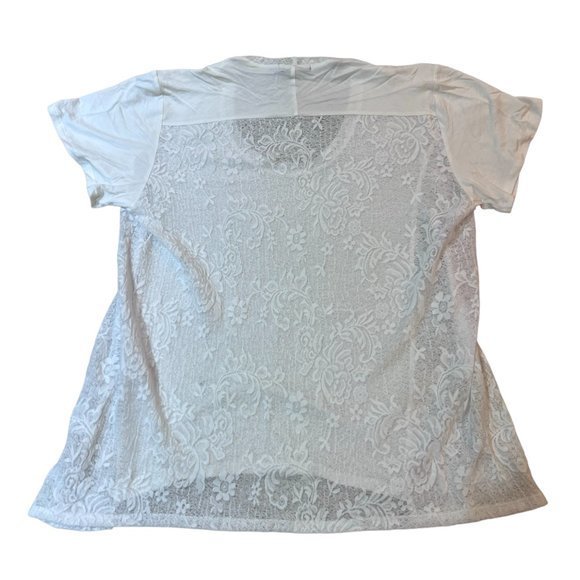 Women's NWT JOIA NYC White Lace Back Hi Lo Hem Shirt Size Large - Picture 3 of 6